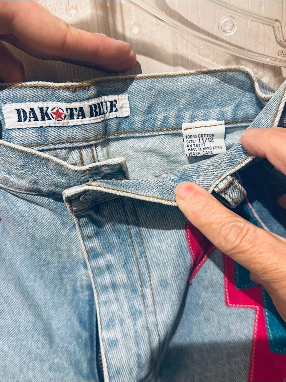 Dakota Blue Light Blue Denim Jean Shorts with Pink Accent